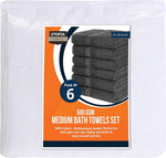 Utopia Towels 6 Pack Medium Bath Towel Set, 24 by 48 Inches, 500 GSM 100% Ring Spun Cotton, Lightweight and Highly Absorbent Quick Drying Premium Towels for Hotel, Spa and Bathroom, White