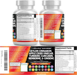 Clean Nutraceuticals Ceylon Cinnamon Capsules with Berberine Turmeric and Apple Cider Vinegar Supplement