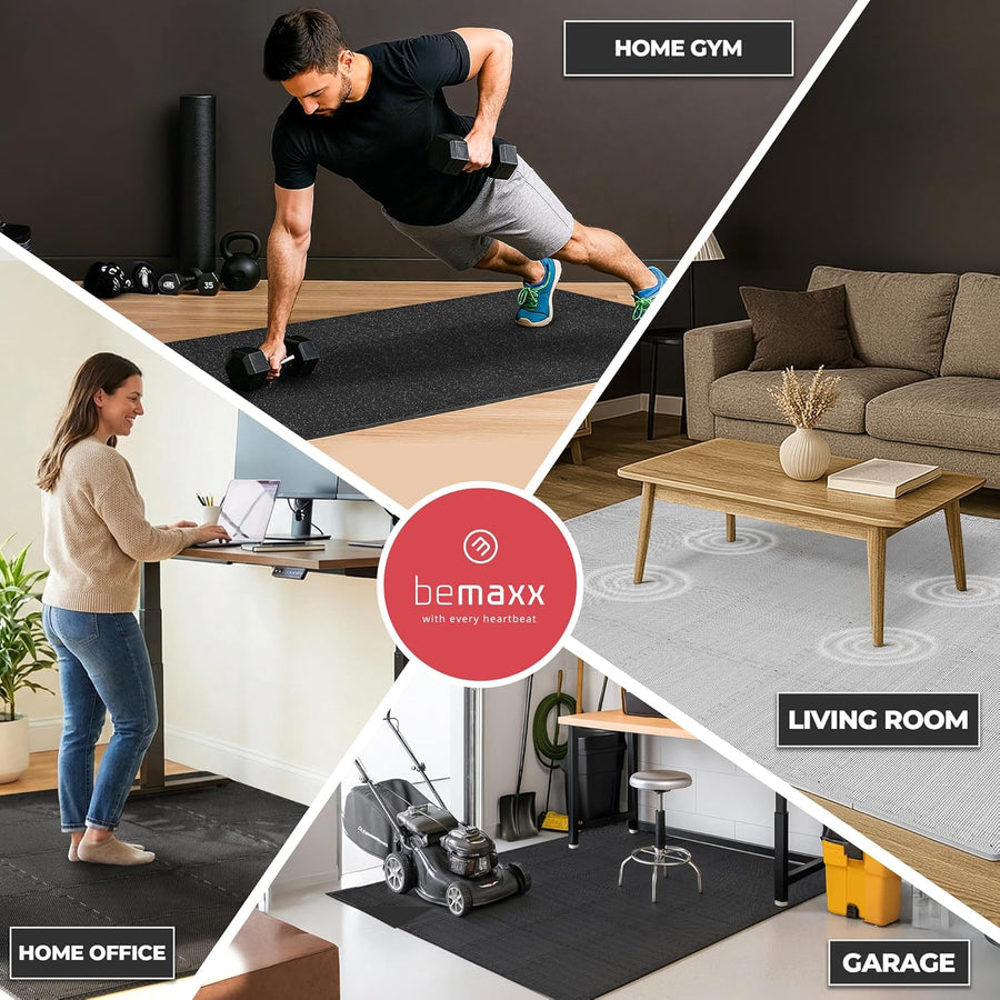 bemaxx 18-Piece Interlocking Foam Gym Mats - Protective Flooring for Home Workout & Fitness