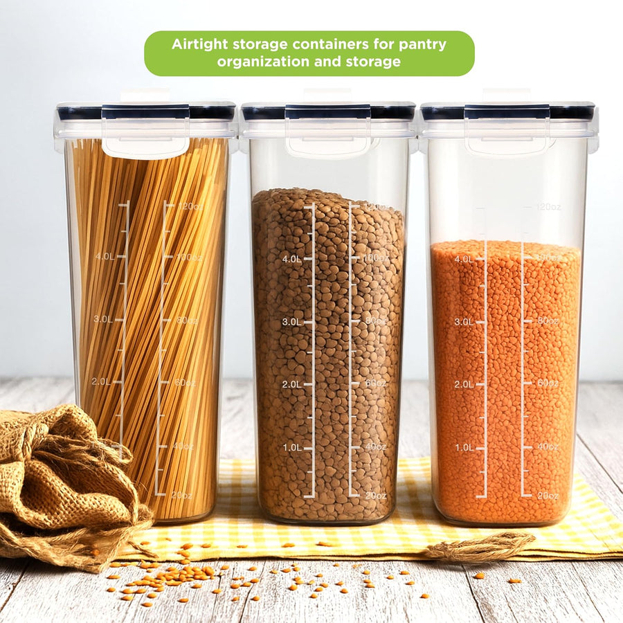Utopia Kitchen Cereal Containers Storage Set – 4 Pack 4L(135.2 oz) Airtight Food Storage Containers with Lids, BPA-Free Cereal Dispensers for Pantry Organization and Storage (Clear)