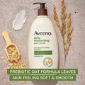 Aveeno Daily Moisturizing Body Lotion, Body Lotion for Dry Skin with Prebiotic Oat, Paraben Free, Fragrance Free, Non-Greasy, Non-Comedogenic Moisturizer, 18 FL OZ