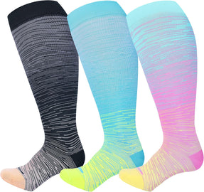 LEVSOX 15-20 mmHg Knee High Compression Socks for Women and Men Plus Size Wide Calf