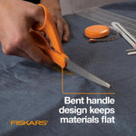 Fiskars 8" Original Orange-Handled Stainless Steel Scissors, Ergonomic and Keeps Material Flat, Sharp All-Purpose Paper and Fabric Scissors for Office, Arts, and Crafts