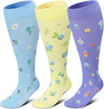 LEVSOX 15-20 mmHg Knee High Compression Socks for Women and Men Plus Size Wide Calf