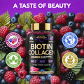 Biotin Gummies with Collagen - Hair Growth Support, Skin, & Nail Strength - for Women & Men - Biotin 10000mcg | Keratin | Hyaluronic Acid | B-Complex | Nettle - Sugar-Free, Mixed Berry, 60 Gummies
